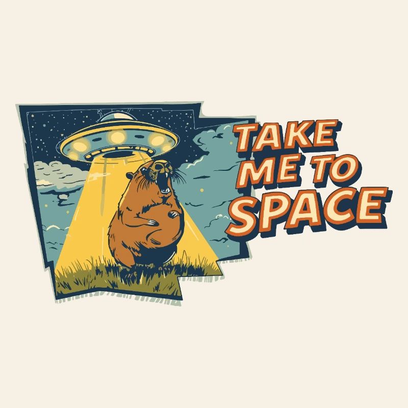 Emmenez-moi dans l’espace Capybara OVNI Pop Art