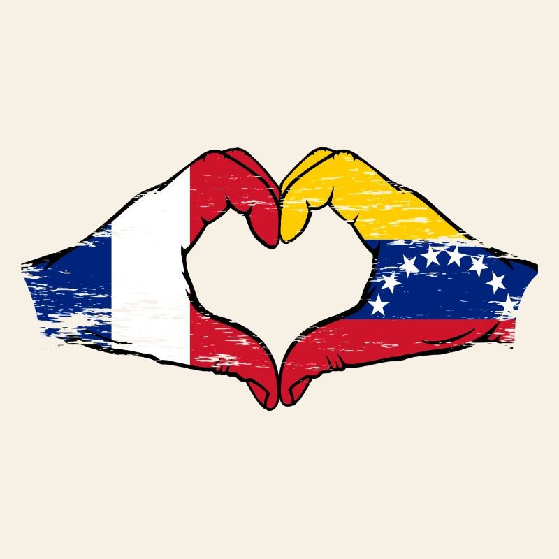 Drapeau du Venezuela Mains Forme de cœur