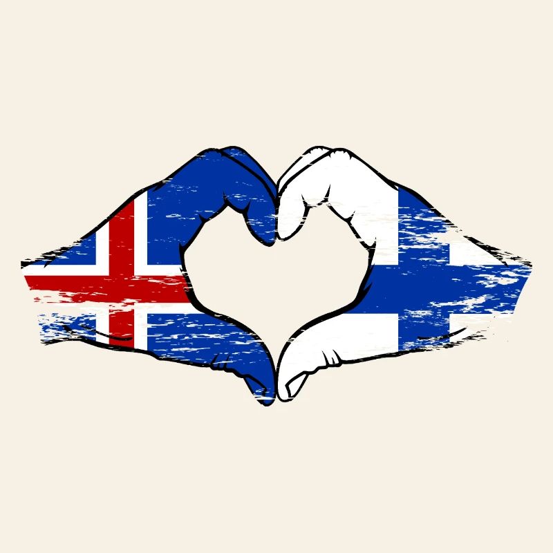 Islande Drapeau Finlande Mains Forme de cœur