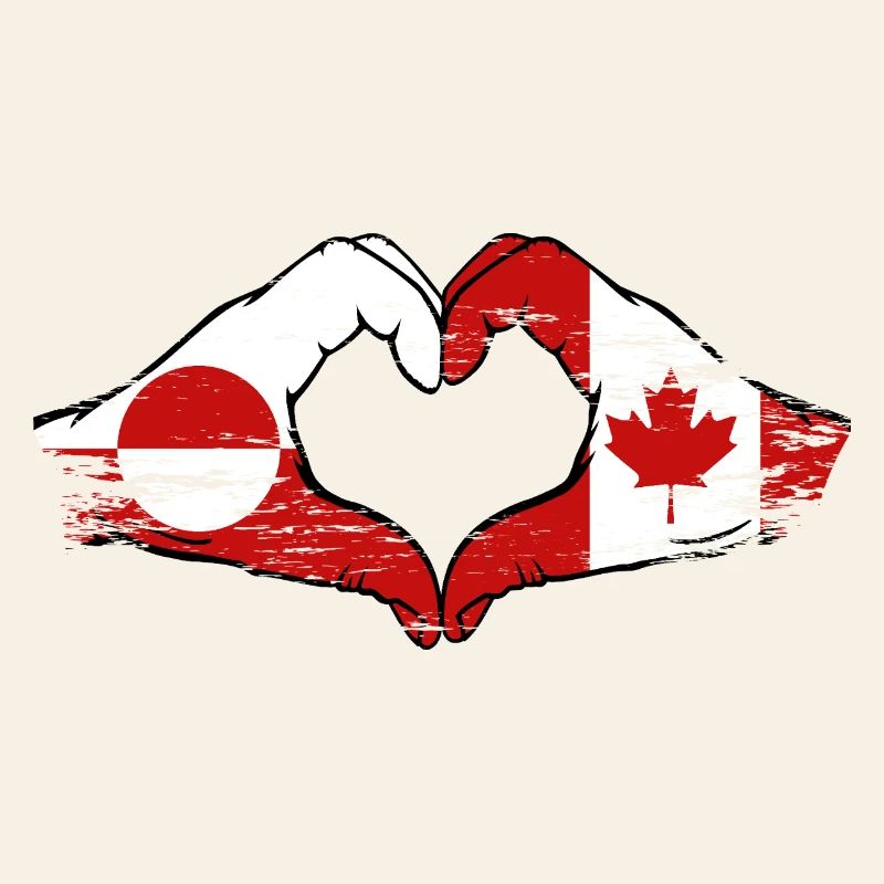 Greenland Canada Flag Hands Heart Shape Used