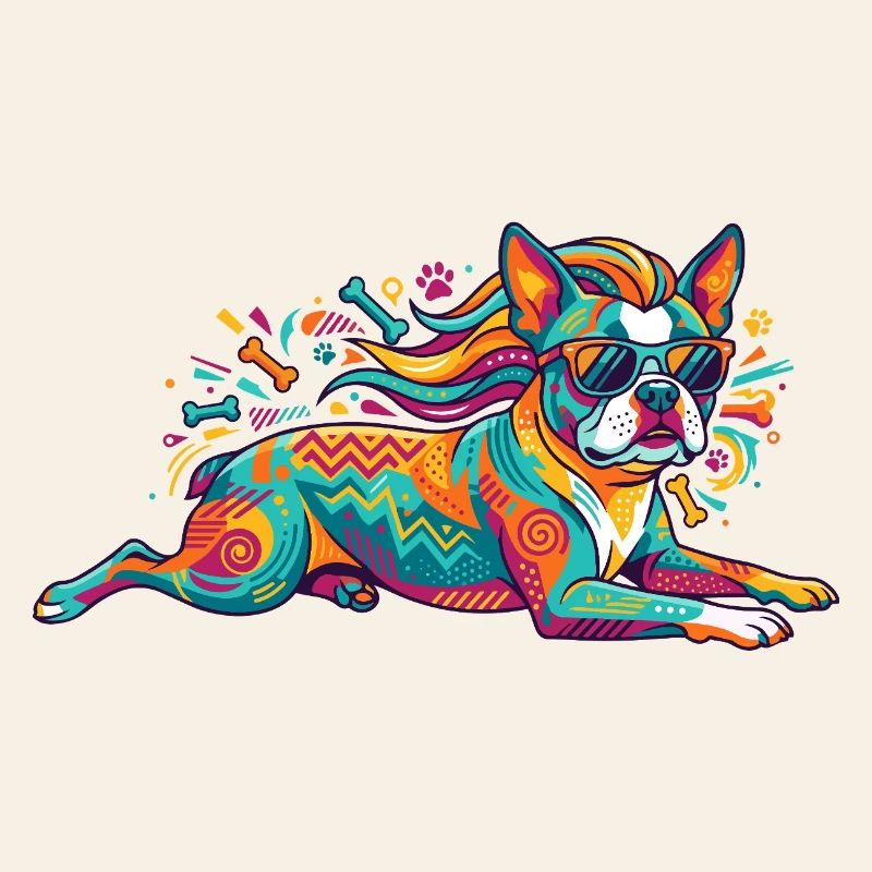 Mode bouledogue de chien avec lunettes de soleil explosion de couleurs