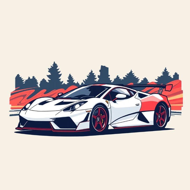 Supercar de course avec un accent rouge