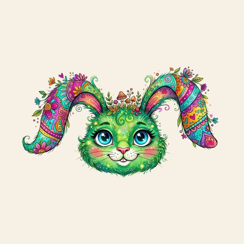 Lapin Fleur Coloré – Visage
