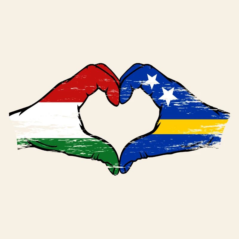 Drapeau hongrois de Curaçao Mains en forme de cœur utilisé