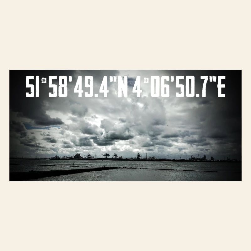 Coastal coordinates with industrial landscape