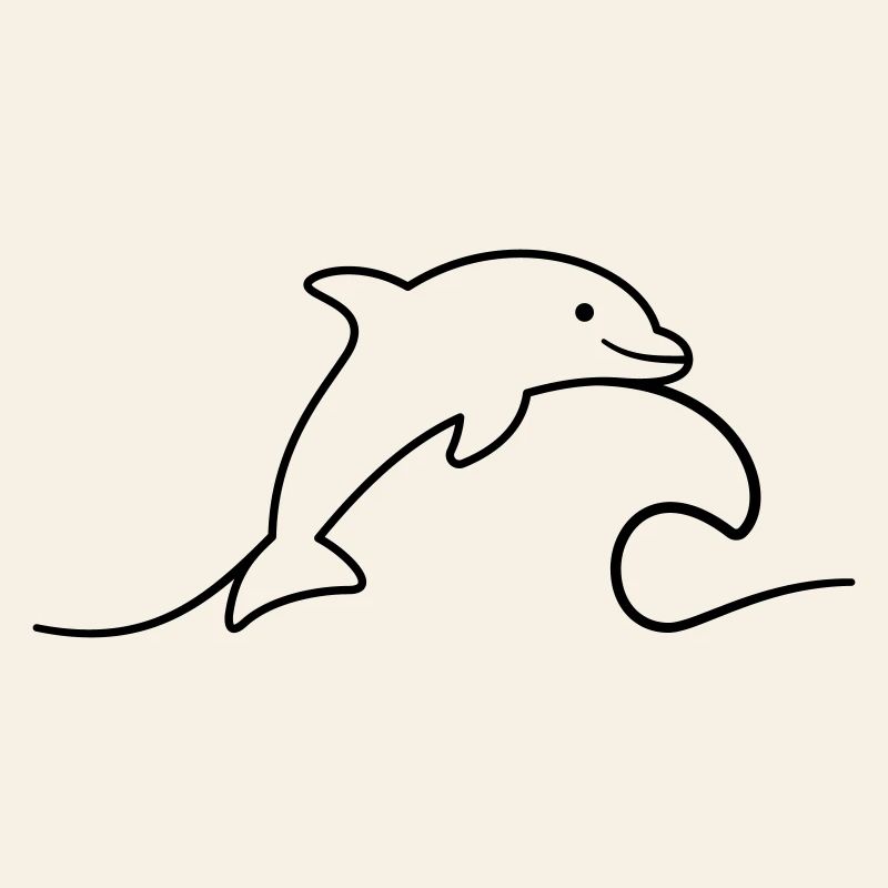Dolphin on wave icon outline cheerfully jumping