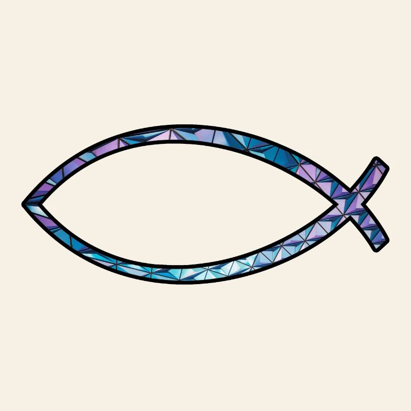 Poisson Ichtus (diamant, bleu)