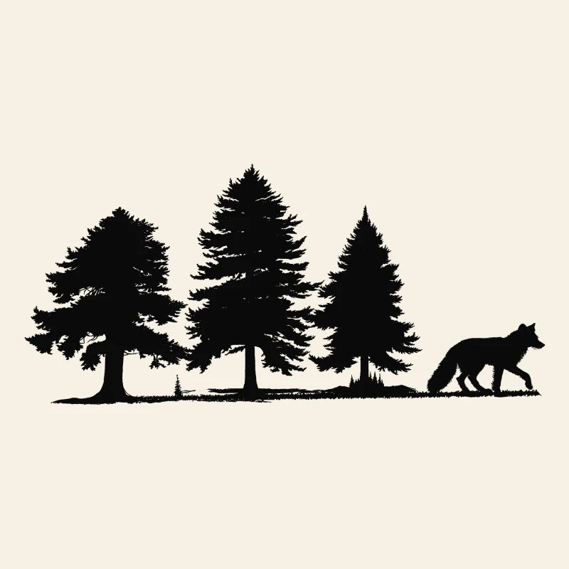 Forest Path Fox Silhouette
