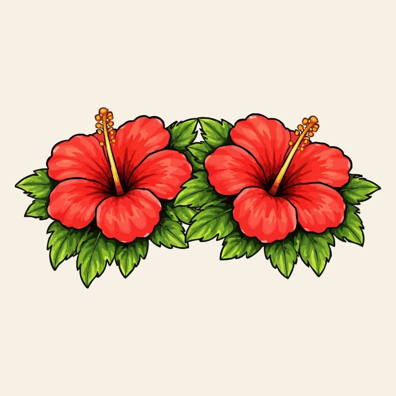 Double Hibiscus Tropics Pattern