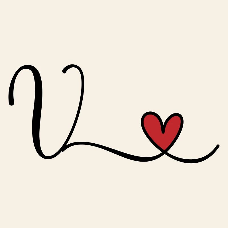 Buchstabe V Monogramm Initiale Herz
