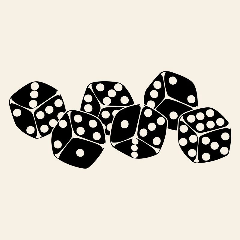 Six dice next to each other