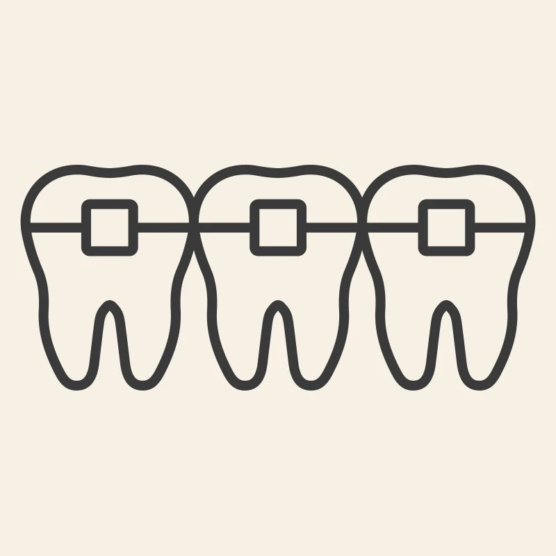 Braces Line Icon – Orthodontic Teeth Alignment Sym