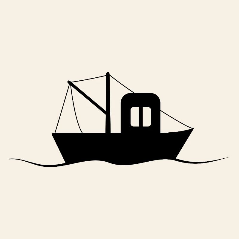 Silhouette de cotre de pêche, petit navire