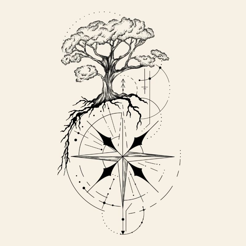 Geometrischer Lebensbaum Kompassrose
