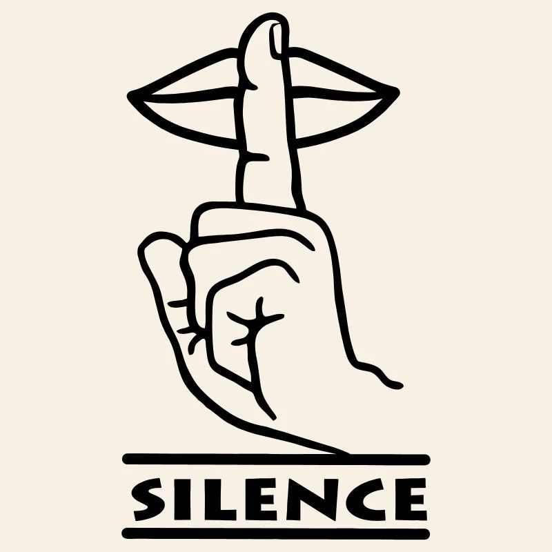 Hand with finger silence hand gesture 'SILENCE'