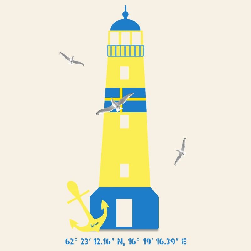 Leuchtturm mit Möwen und Anker