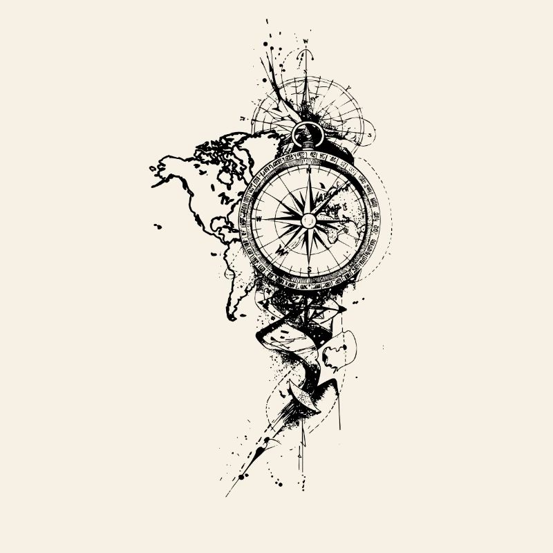 Compass Black Map