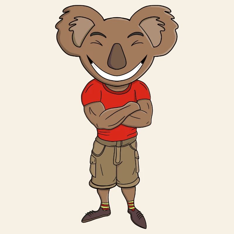 Koala joyeux les bras croisés
