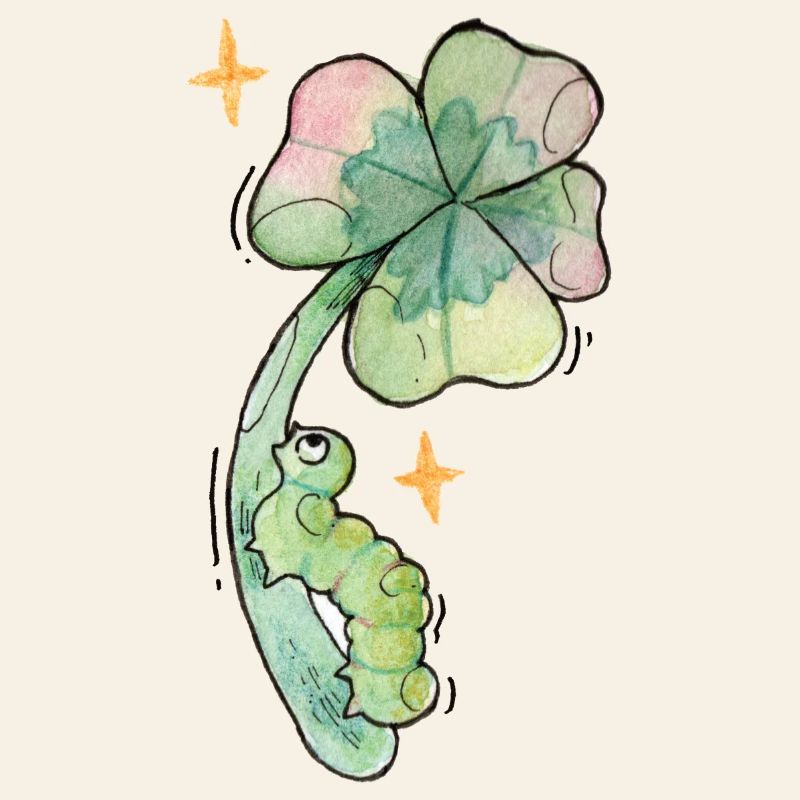 Lucky charm caterpillar on shamrock