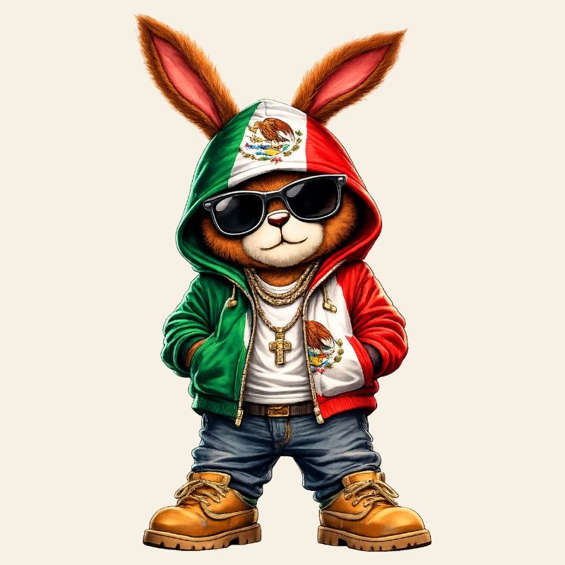 Lapin à capuche avec drapeau du Mexique
