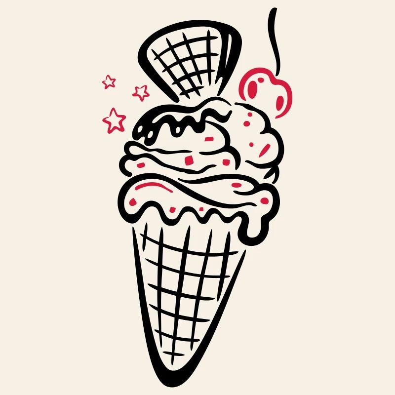 Eis, Eiswaffel mit Kirsche