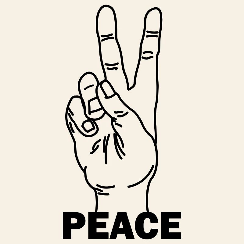 Hand gesture peace with peace text