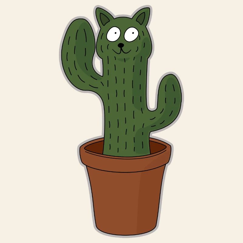 Chat comme cactus dans un pot de fleurs