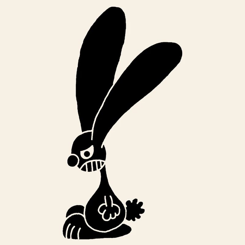 Grumpy black rabbit