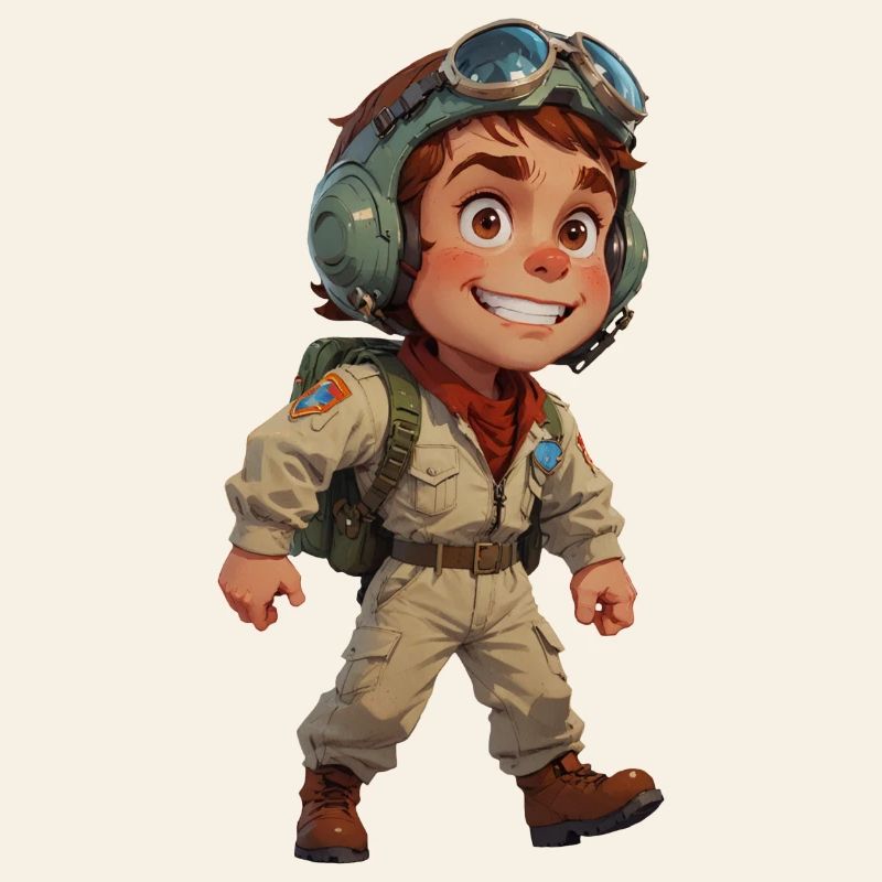 Pilote de chasse de dessin animé mignon