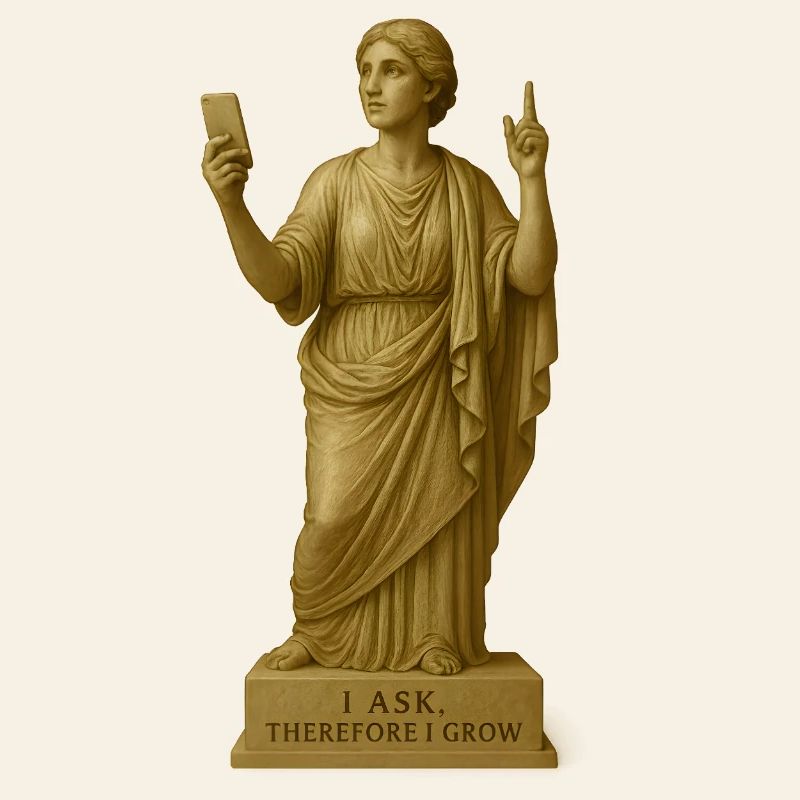 Antike Philosophenstatue mit Botschaft