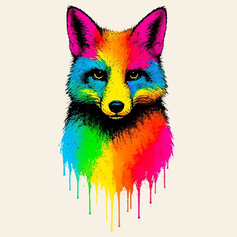 Rainbow Fox Art Motif