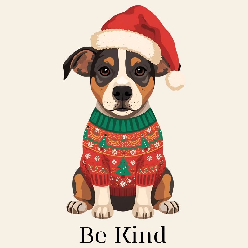 Be Kind – Chien en pull de Noël