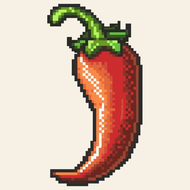 Pixel Chili Pepper Retro Gloss