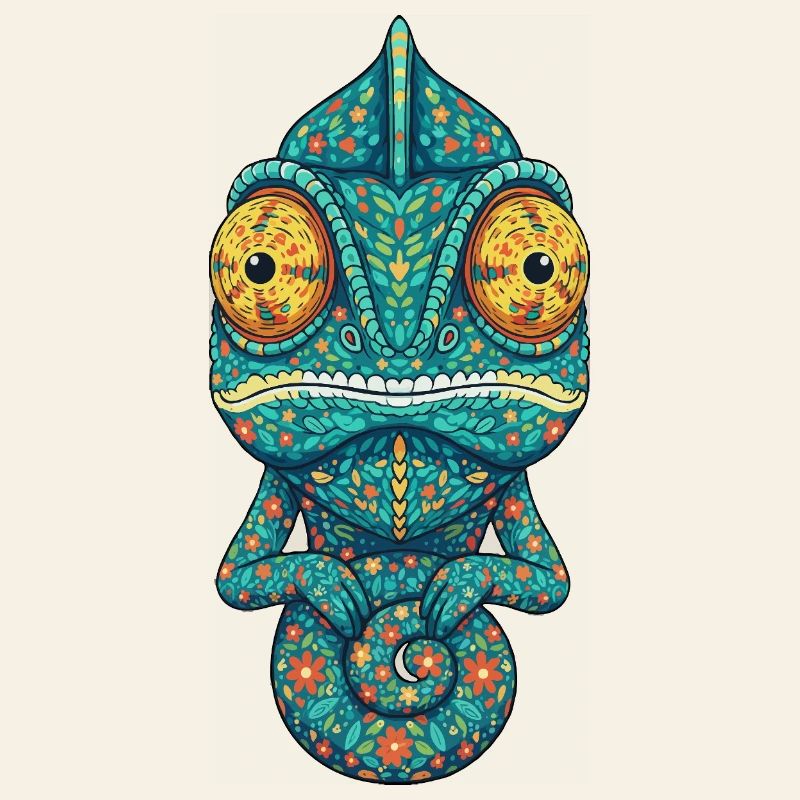 Chameleon with Floral Pattern