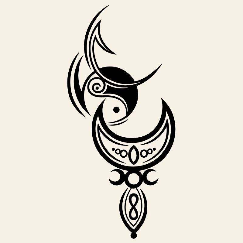 Moon with goddess, triple moon