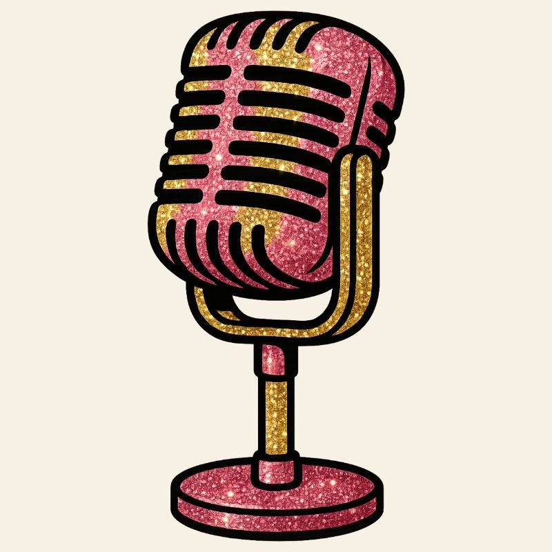 Glitter Microphone Retro Pink Gold