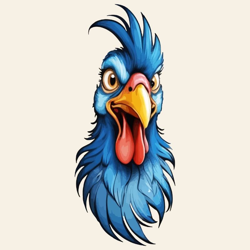 A blue-feathered rooster