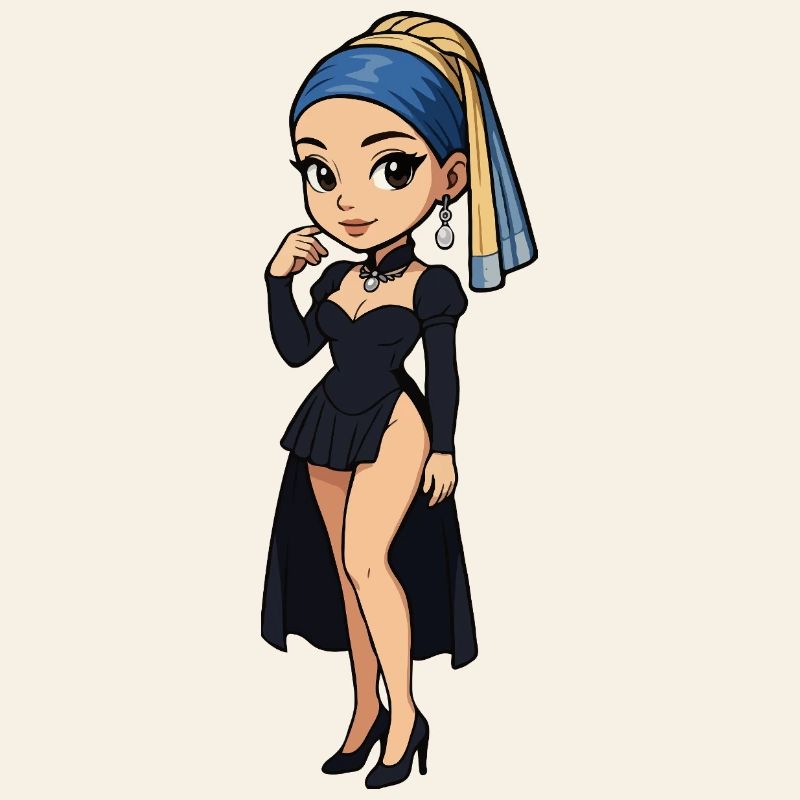 Mädchen mit Perlenohrring Chibi Super Deformed