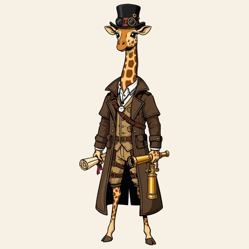 Giraffe Explorer Steampunk Chic Top Hat