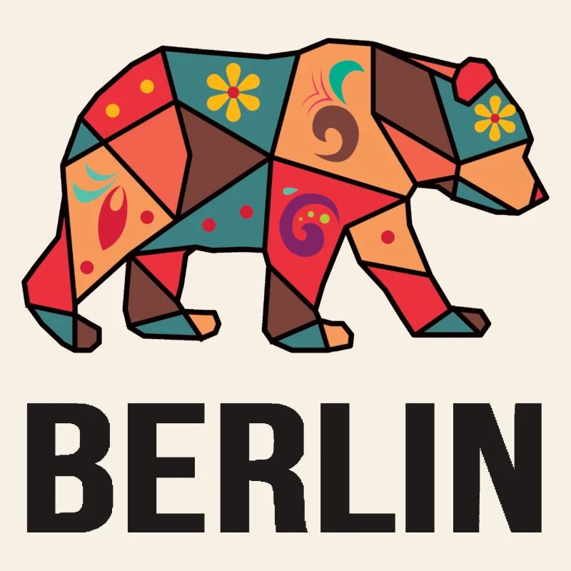 Geometric Berlin Bear Pattern - I love Berlin