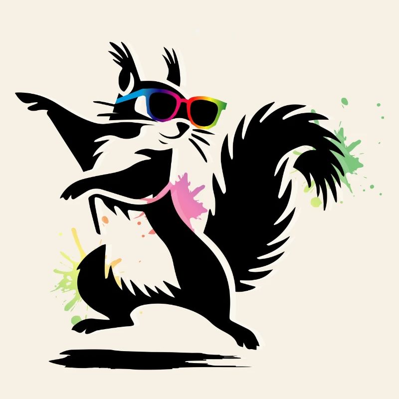 Stylish Squirrel with Sunglasses Stencil