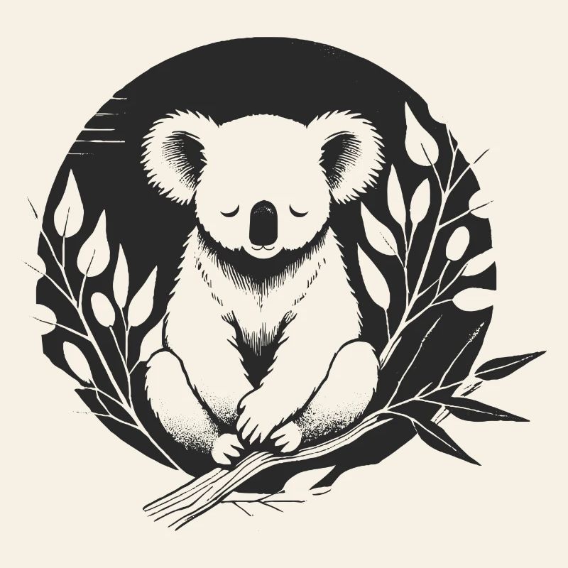A koala surrounded by delicate eucalyptus branches