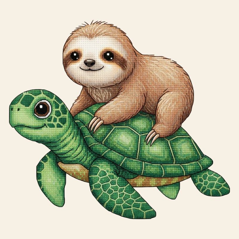 Sloth on turtle