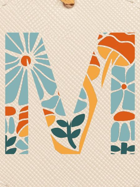 Buchstabe m Blumen groovy Geschenkidee