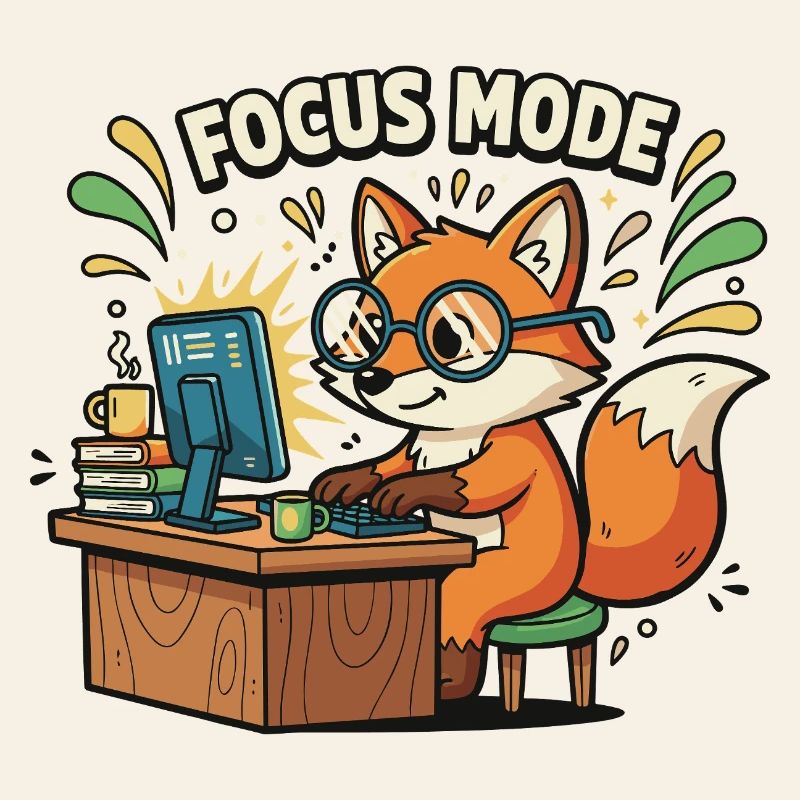 Focus mode fox on the computer