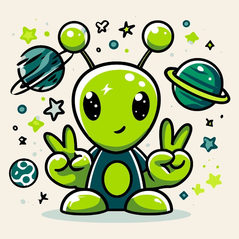 Extraterrestre vert dans l’espace