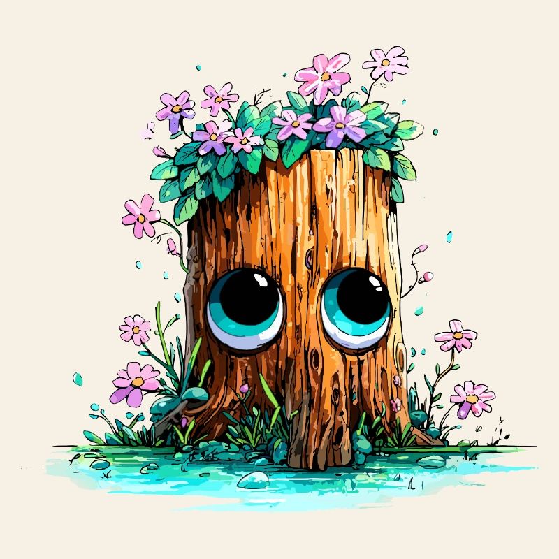 Waldstumpf mit Blütenaugen
