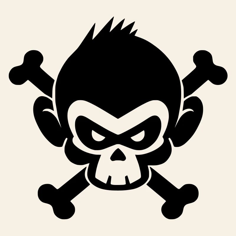 Skull monkey with crossed bones