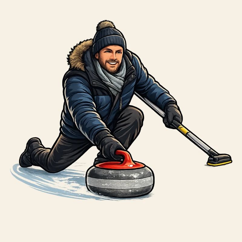 Curlingheld im Eiswind