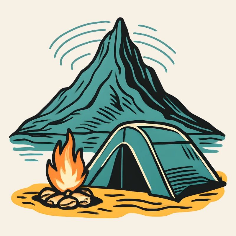 Mountain camping firelight